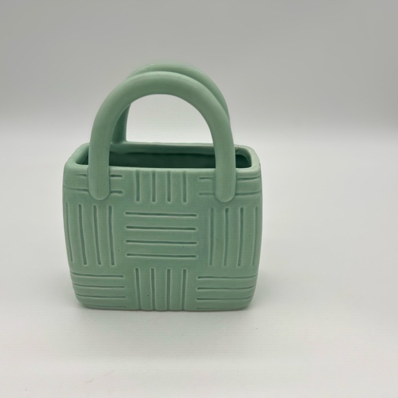 Other - Decorative Purse Green Glass Vase 6/8/3 Inches